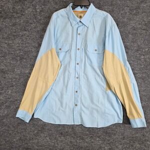The Territory Ahead Shirt Mens‎ 2XLT Blue Tan Colorblock Long Sleeve Button Up